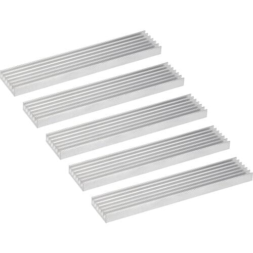 Uxcell Parallel Line Notch Heatsink for MOS GPU IC Chip Silver 100 x 20 x 6 mm 5pcs