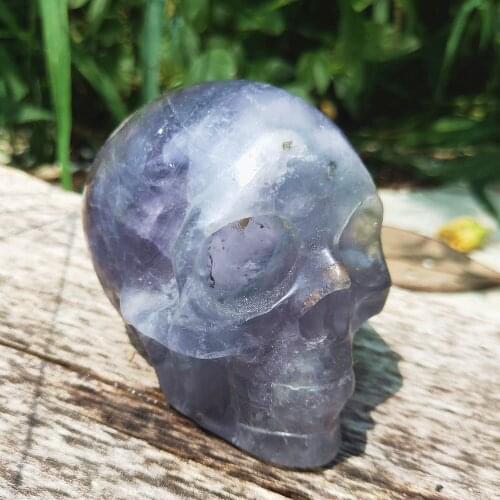 529g Crystal Skull Natural Color Fluorite Quartz Head Gemstone Craft Home Decorative Healing