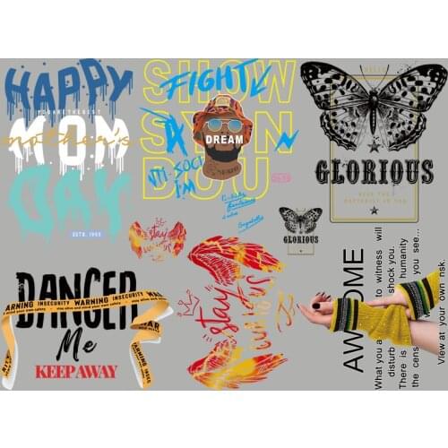 62*48Cm Sheet Big Iron On Patch Appliqued Fashion Tops Diy Heat Transfer Vinyl Thermal Stickers Fashion Butterfly Parches