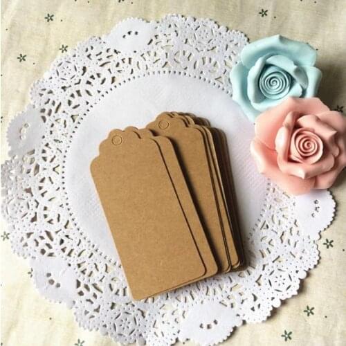 9 * 4 cm Square brown blank kraft paper tags jewelry price tags card tags with Hemp rope 500 pcs/lot