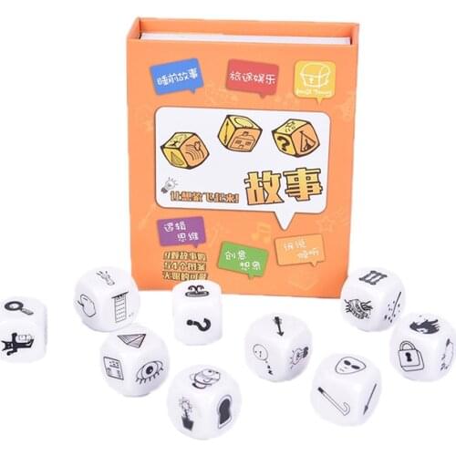 9Pcs Story Dice Puzzle Board Game Telling Story Book Family/Party/Friends Parents with Children Funny English Game