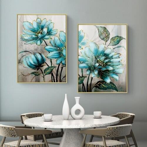 New 5D Diamond Painting Blue Flowers Golden Lace Picture 3D Diy Diamond Embroidery Mosaic Painting Wall Decor Handicrafts Gifts