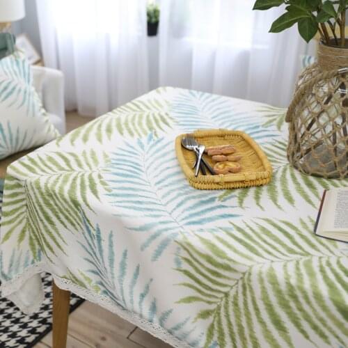 American Country Table Cloth Cloth Table Cloth Tea Table Cloth Literary Fresh Rectangular Green Leaves