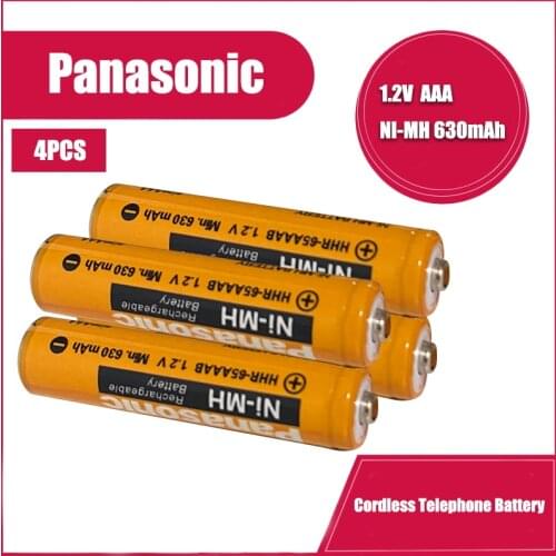 4PCS Panasonic 1.2v 630mAh NI-MH rechargeable AAA Brand Cordless Phone batteries wireless keyboard mouse toy