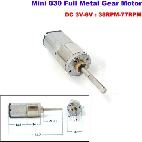 DC 3V-12V 150RPM Slow Speed Mini 030 Gear Motor Micro Full Metal Gearbox 21MM Long shaft DIY Robot Car