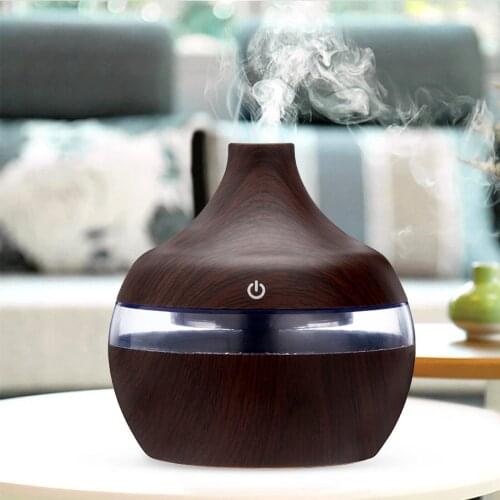 Electric Humidifier Essential Aroma Oil Diffuser Ultrasonic Wood Grain Air Humidifier Usb Mini Mist Maker Led Light For Home#dg4