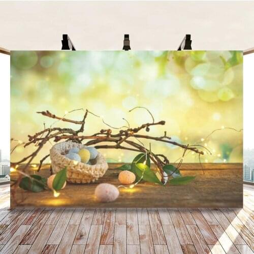 Wood Floor Eggs Decoration Light Bokeh Baby Shower Photography Backdrop Newborn Kids Portrait Background For Photo Studio