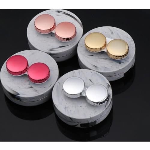Hot Sale 1Pcs Mini Marble Stripe Contact Lens Plastic Colorful Storage Soaking Box Case Reflective Travel Holder Container