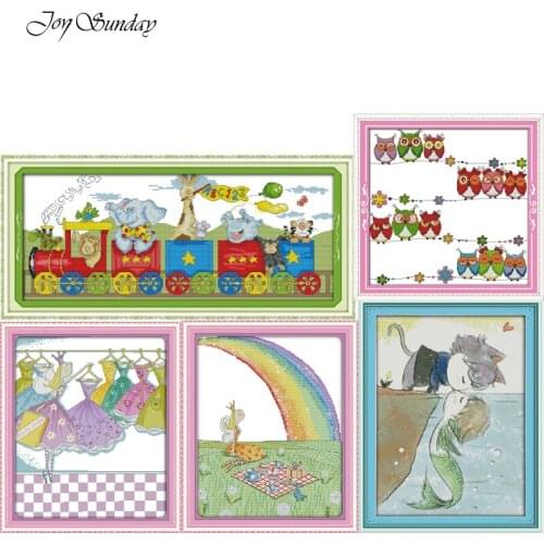 Joy Sunday,Cross Stitch,Lovely Owls Cartoon Patterns,DIY DMC Cross stitch,Sets For Embroidery kits,Canvas Painting Cross Stitch