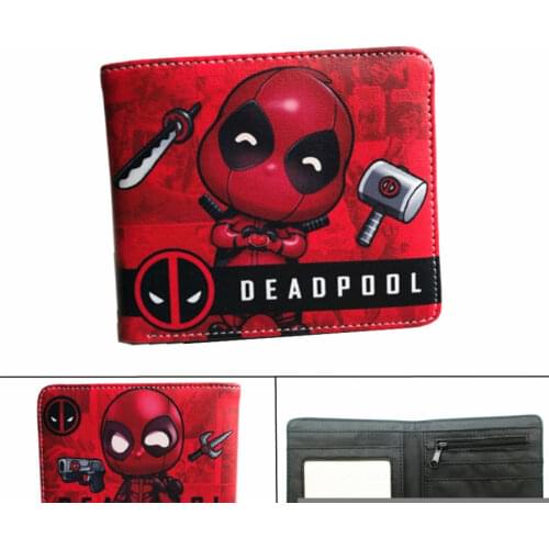 DC Deadpool 3 Pu Short Wallet Bifold Photo Card Holder Layers Leather Boys Girls Mens Cosplay Cartoon Print Purses Gift
