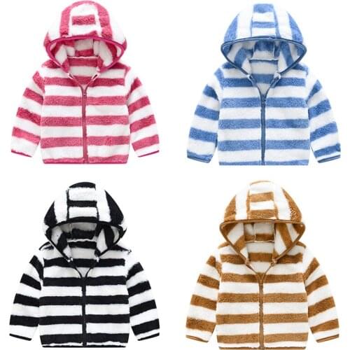 Baby Toddler Girls Boys Jacket Infant Girls Cute Cotton Fur Outerwear 2020 New Winter Autumn Warm Striped Coat Baby Clothes
