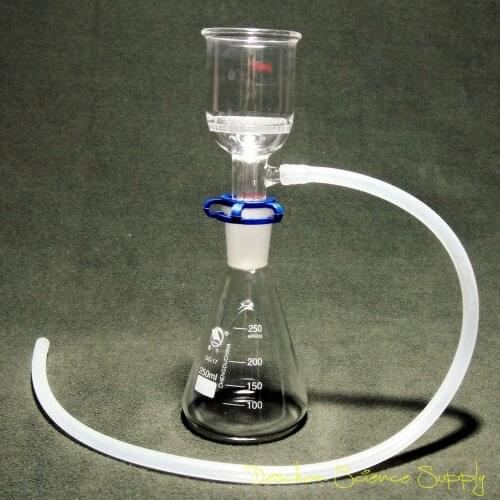 250ml,Lab Suction Filtration Device,47mm Buchner Funnel & Glass Erlenmeye Flask