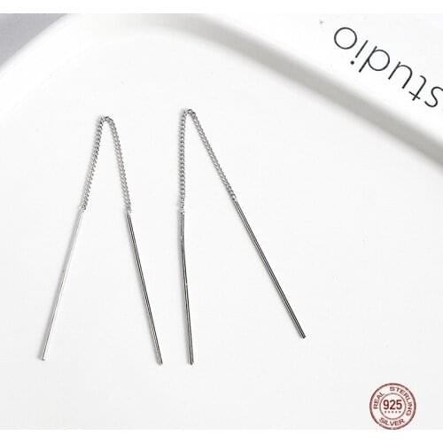 LKO 925 Sterling Silver Classic Simplicity Long Ear Line Pendant Earrings For Women Fashion Jewelry Tassels Earrings Ornaments
