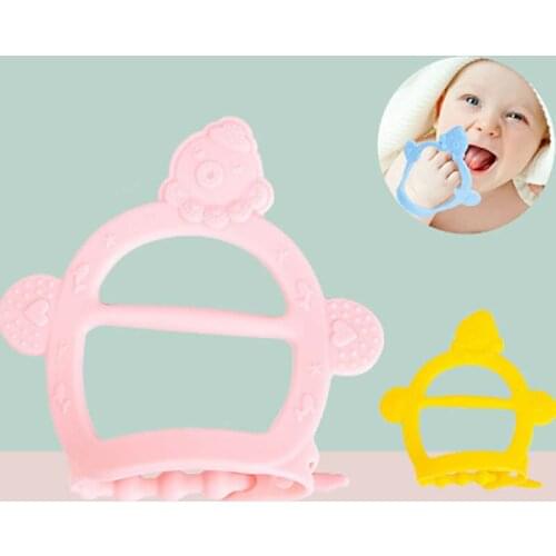 Cartoon full silicone baby teeth bites babies bind hand ring teeth molar tooth eat hand the teethers silicone toy