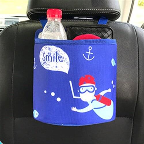 Cartoon Car Organizer Seat Storage Bag Drink Storage Holder Aluminum Foil Waterproof Car Hanging Bag Rubbish Bin Car Accessories