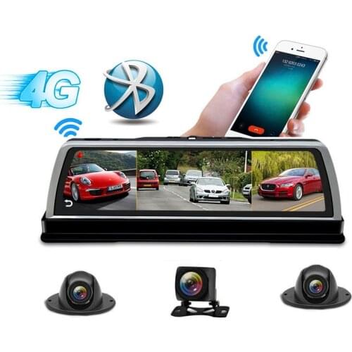 New 2021 ADAS GPS 4 Channel Car DVR Camera Video Recorder Mirror 4G 10" Media Rearview Mirror 4 Core Android Dash Cam FHD 1080P