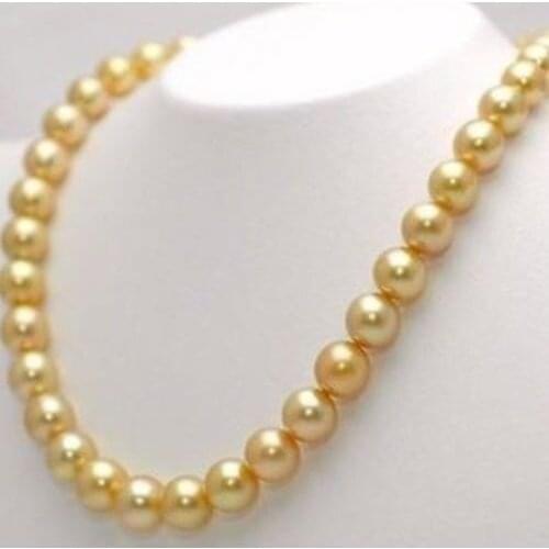 New hot sell beautiful NOBLEST 10mm tahitian sea shell gold pearl necklace 18