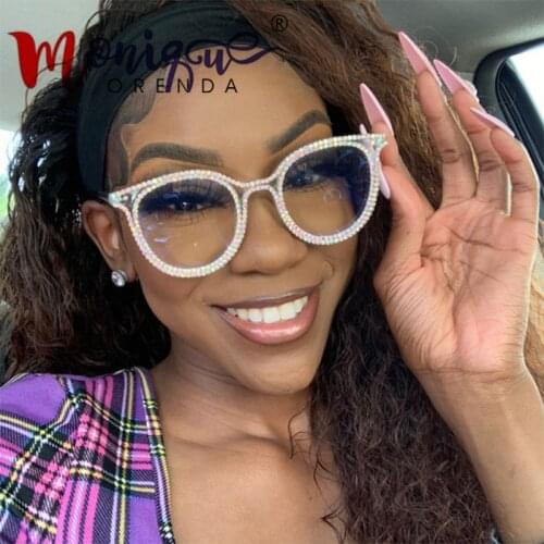 Prescription Glasses Women Sunglasses Blue Light Eyeglasses Luxury Rhinestone Cat eye Glasses Shades For Women gafas de sol