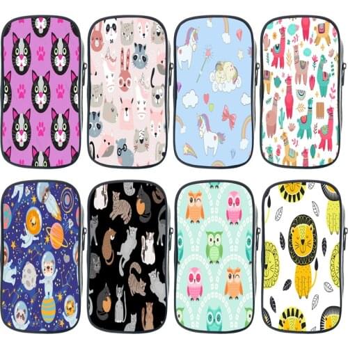 Children Cartoon Animals Pencil Case Students Cat Bear Lion Unicorn Dinosaur Owl Print Pencil Box Boys Girls Kids Pen Bags Gift