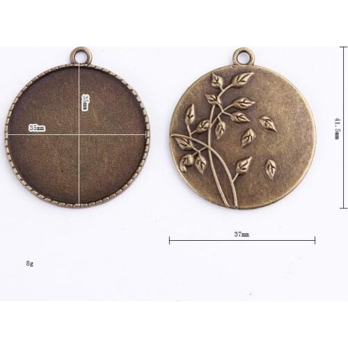 Fit 35x35mm Pendant Single Loop Tree Antique Bronze Pendants Setting CabochonCameo Base Tray Bezel Blank DIY Jewelry Finding