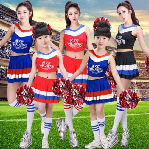 Sexy High School Girl Basketball kid lady dance Cheerleader Costume Sport Cheer Uniform tank Top Skirt black outfits clothes