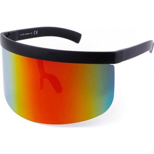 Black Huge Oversized Sunglasses Men Vintage 2018 One Piece Lens Yellow Red mask Big Sun Glasses for Women Windproof UV400 B2