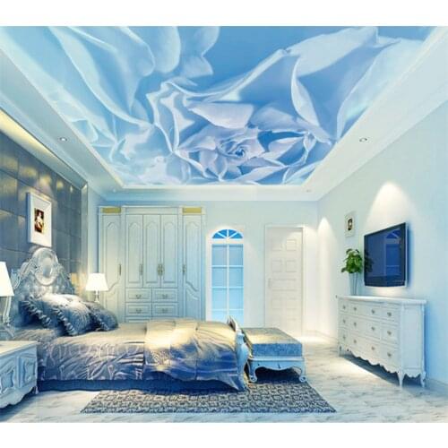 Beibehang Modern custom fashion photo wallpaper dream blue rose roof mural wall paper home decor papel de parede para quarto