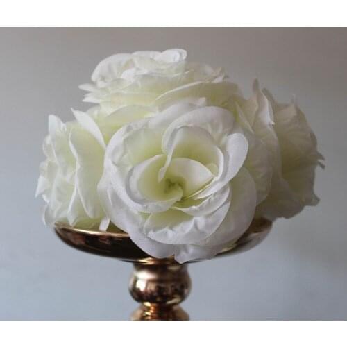 SPR 18cm*1 pcs Rose kissing ball artificial silk flower wedding decoration ivory color-2015 Newly design