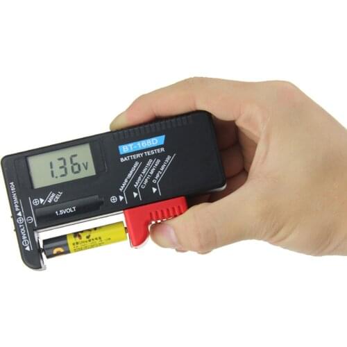 BT-168D Digital Battery Tester Volt Checker 9V 1.5V Button Cell Rechargeable AAA AA C D Universal Battery Test