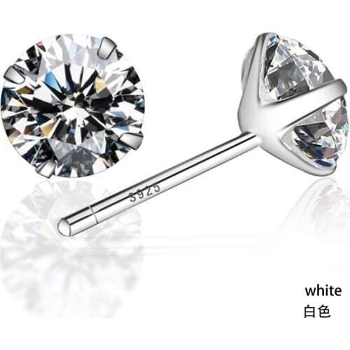 925 Sterling Sliver Zircon Crystal Stud Earrings For Women Round Zircon Rhombic Shining Earring Earings Fashion 925 Jewelry
