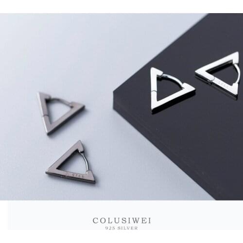 Colusiwei White Black Color Triangle Hoop Earrings for Women Genuine 925 Sterling Silver Simple Geometric Jewelry 2020 NEW