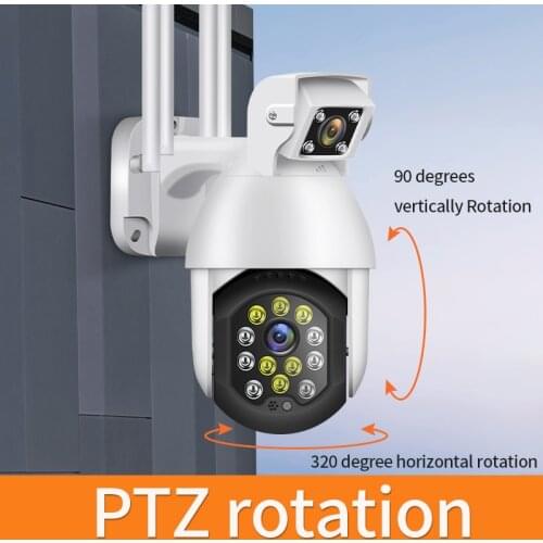 1080P Auto-Tracking Samrt Outdoor Security WIFI Dome Camera Dual-lens Audible Alarm PTZ 4X Digital Zoom PIP CCTV Surveillance