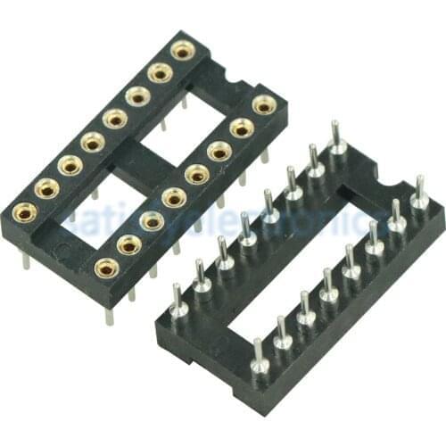 5PCS 16Pin DIP SIP Round IC Sockets Adaptor Solder Type Gold Plated Machined