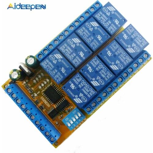 8ch DC 5V 12V 24V DIP Switch Delay Time Relay Module Flip-Flop Latch Bistable Self-locking Interlock Latch Power Conditioner