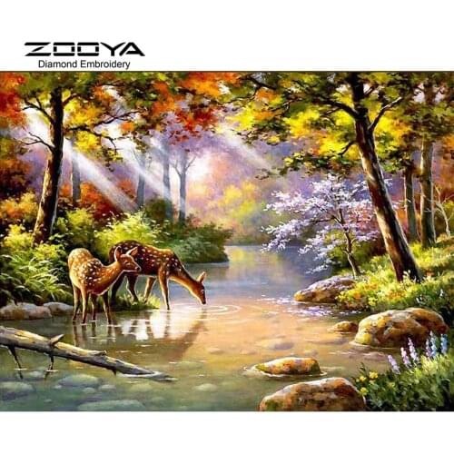 NEW 5D DIY Diamond Painting Cross Stitch Landscape Deer Crystal Needlework Diamond Embroidery Full Diamond Decorative BJ464