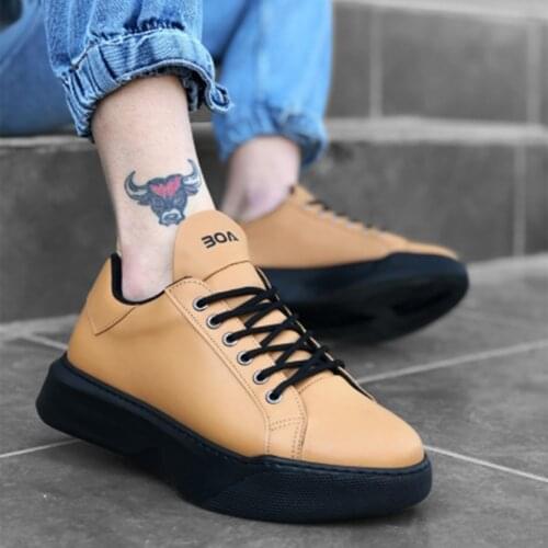 BA0161 Laced High Base Tan Sports Shoes Stylish Design Türkiye'de Carefully Produced Type And Worn As Seasonal