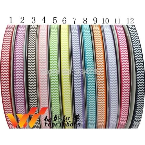 Freeshipping Chevron ribbon Character ribbon 3/8" 50 yards for one color Chevron grosgrain ribbon L5101739