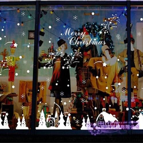 Large Christmas Sticker X mas Decal Posters Vinyl Wall Decals Decor Mural Glass Shop Window Home Decoration