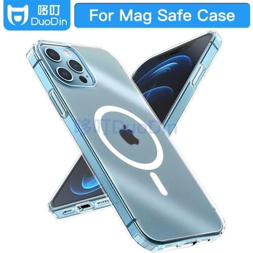 DuoDin Transparent Magnetic Case for iPhone 11 Pro Max Wireless Charger Magsafing Magnet Clear Back Cover for iPhone 12 mini