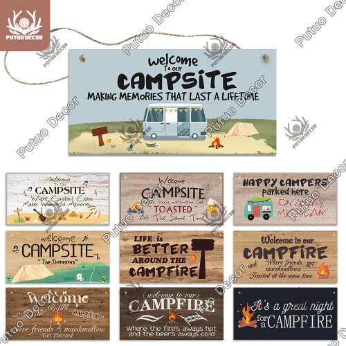 Putuo Decor Park Camping Signs Decorative Plaques Wooden Plaques Signs for Car House Decor Car Park Decoration Camping Supplies