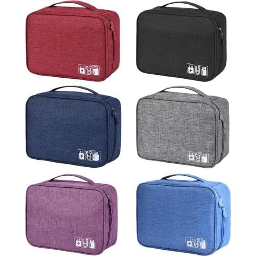 Travel Cable Bag Waterproof Travel Data Cable Storage Bags Daily Gadget Charger Zipper Packs Red/Black/Navy Blue/Grey/Purple