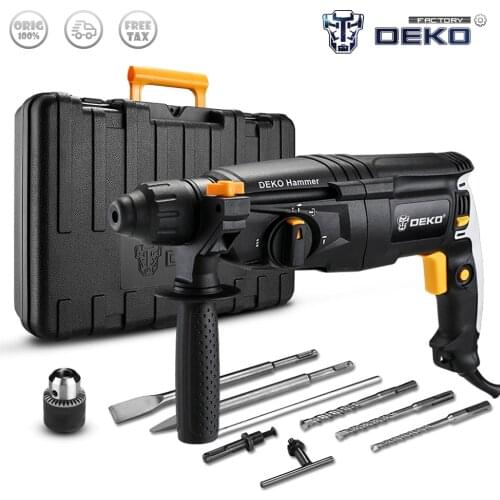 DEKO 220V GJ181 26mm 4 Functions AC Electric Rotary Hammer with BMC and Accessories Impact Drill Power Drill Electric Drill