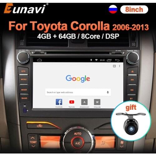 Eunavi 2 Din Android 10 Car DVD For Toyota Corolla 2006 - 2013 Multimedia Video Player 4G 64G DSP GPS Navi car radio stereo 2din