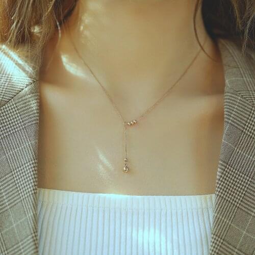 GorGor Necklace Women Stainless Steel Pattern Rose Gold Plated Bead Pendant Minimalist Exquisite Trendy Jewelry TX-1714