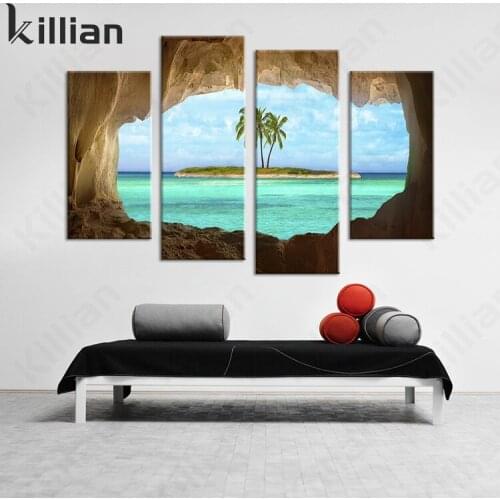 Hawaiian Cave See Clear Sky Picture Print Poster Modern Landscape Wall Painting Living Room Wall Home Decoration Canvas Painting