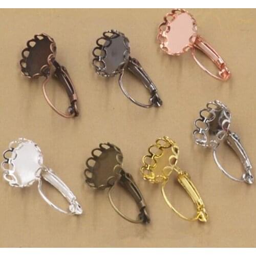 50pcs/lot Tray size 12/14/16/18/20MM Copper 7colors Antique bronze Lace Round Vintage Earrings Blank Jackets Base Settings