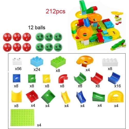 Lamsam Marble Race Run Maze Ball Track Building Blocks ABS Plastic Funnel Slide Bricks Compatible Le-goingly Duplo Block
