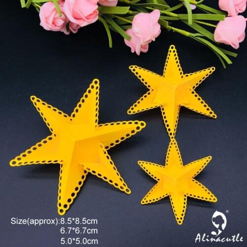 Alinacutle Metal Cutting Die Cut 3pc 3D Stars DIY Scrapbooking Paper Craft Handmade Card Punch Art Cutter Die Cut