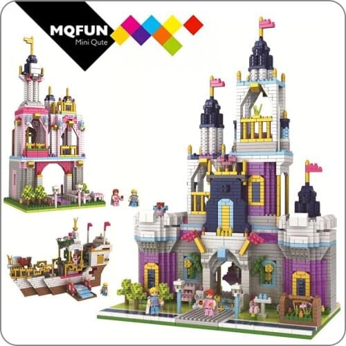 PZX Mini Blocks Plastic Building Toy Beautiful Castle ship Model brinquedos corsair Educational Kids toys for Children Gift
