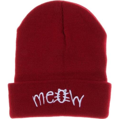 Fashion Classic Embroidery Meow Winter Hat Men Caps Womens Beanies Warm Hip Hop Bonnet Wool Blends Knitted Hat Female Beanies